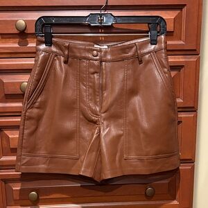 Wilfred Brown Faux Leather Shorts
